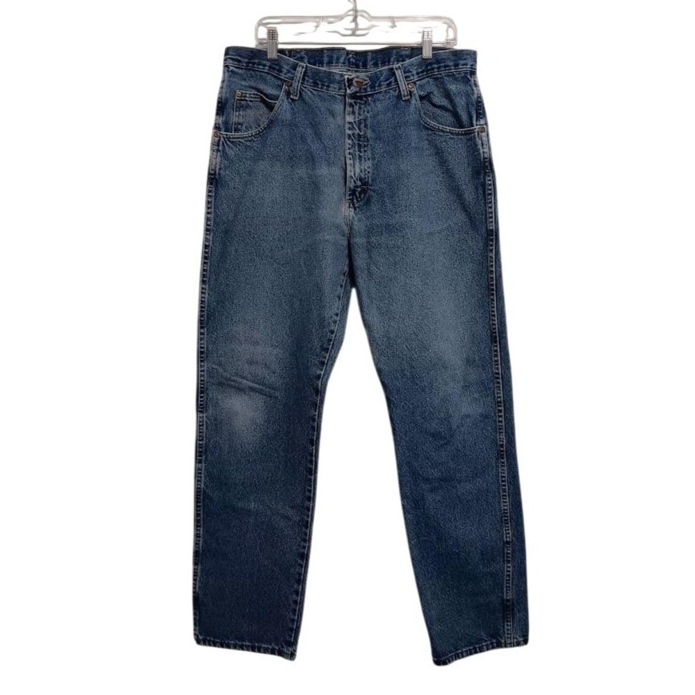 Wrangler Jeans Mens 38x32 Blue Regular Fit High Rise Straight Leg Denim Pants